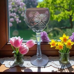 Bohemia Stem Wine Glass, Purple/Clear, Starburst and Diamond